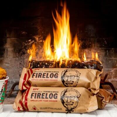 kfc just released a fireplace log that smells exactly like fried chicken