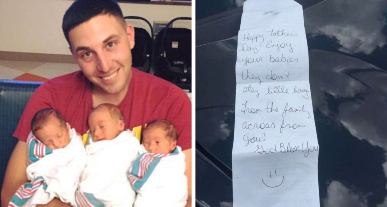 Stranger Writes Note On Dad’s Bill About His 2 Kids But Doesn’t Know One Of His Triplets Died