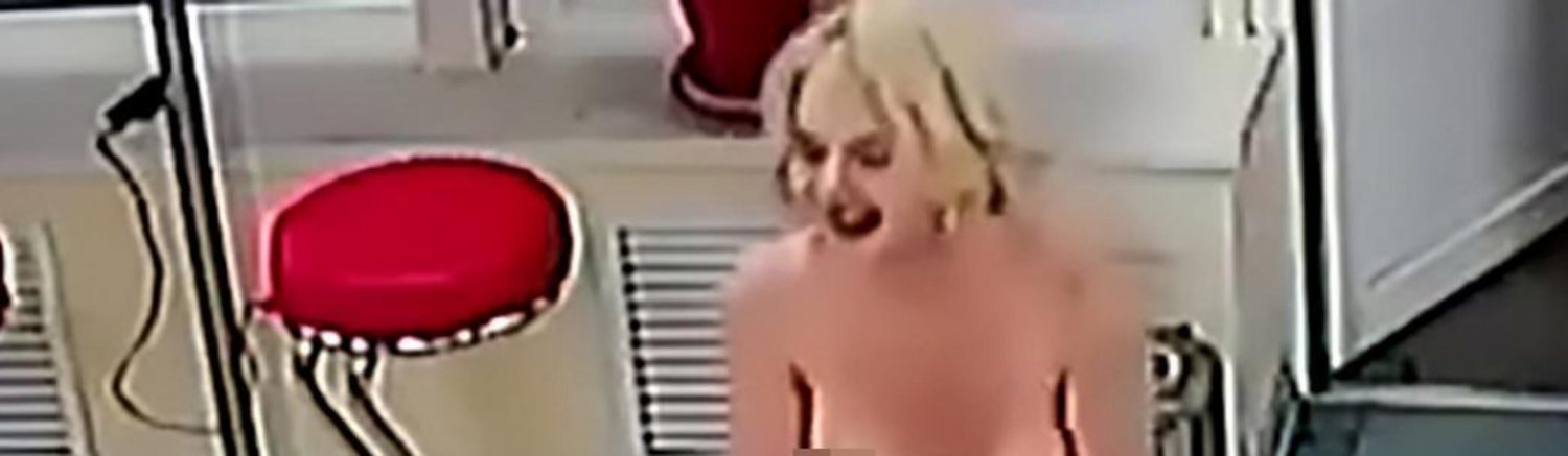 bizarre moment naked woman gets out of a car and casually walks into a petrol station to buy a beer