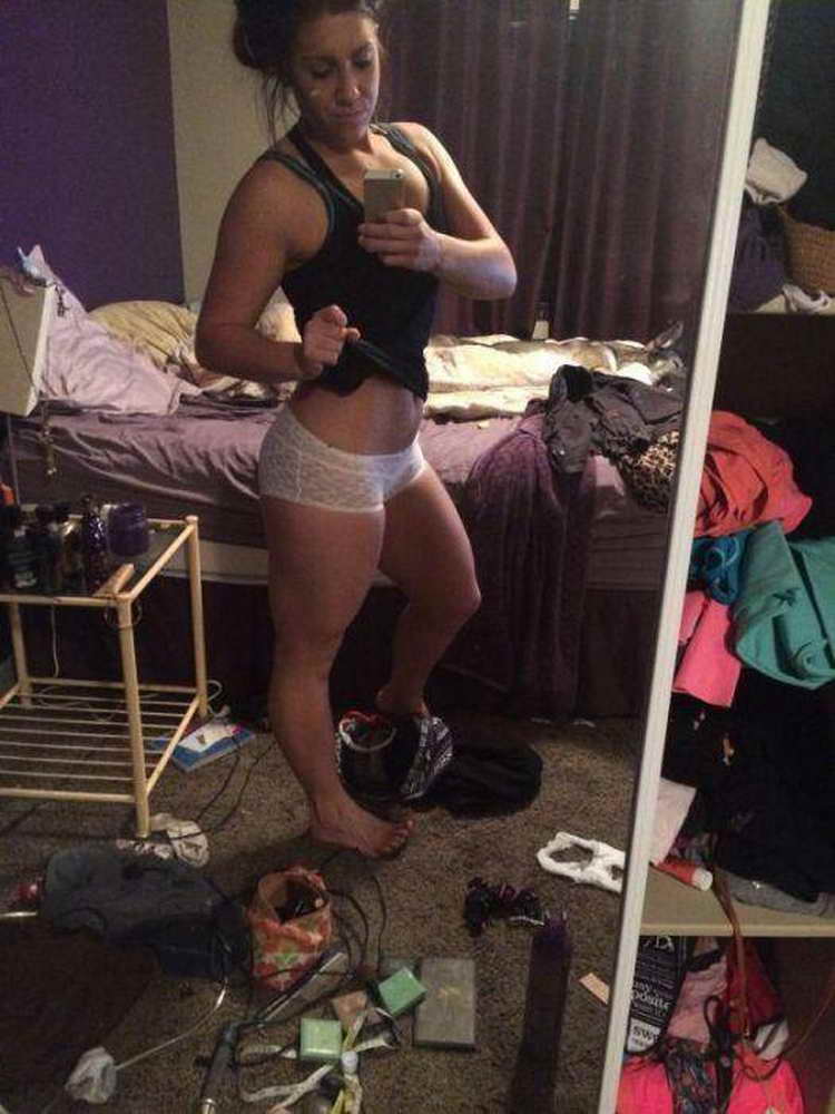 if you are going to pose for a sexy selfie, you should at least clean your damn room first