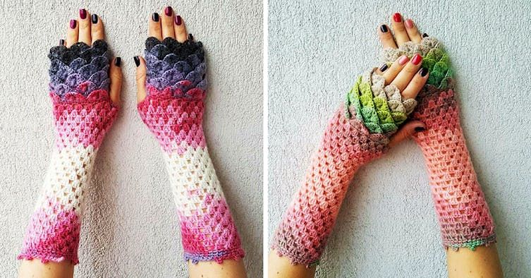 Have A Warmer Winter Day With These Crocheted Dragon Scale Gloves