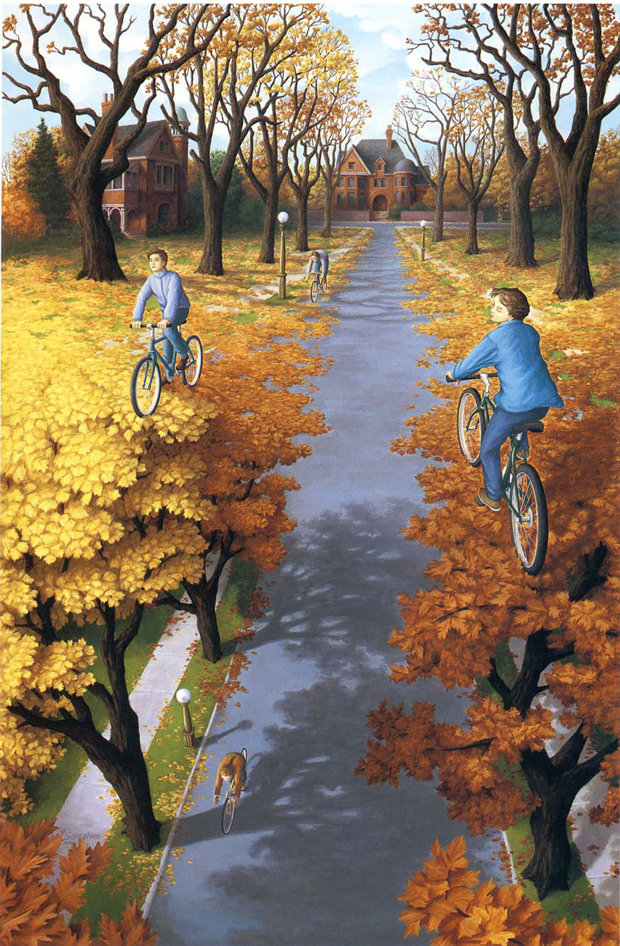 these mind-blowing optical illusion paintings by rob gonsalves will make you look twice
