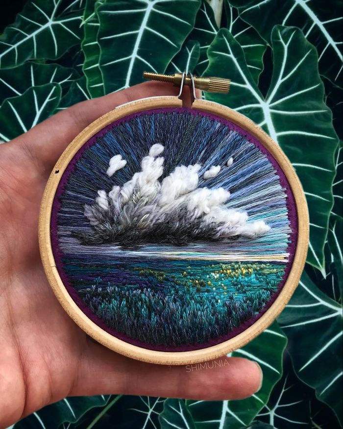 this artist pushes embroidery to its limits with needles and threads, making it look like paint