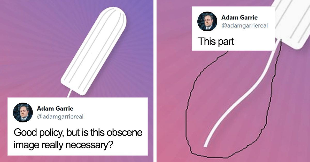 man probably thinks he’s protecting society’s purity by commenting on a tampon image, makes a ‘fool’ of himself