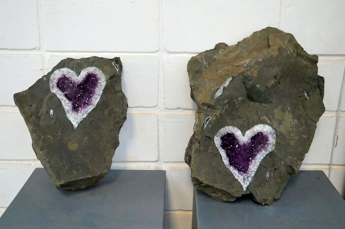 once-in-a-lifetime find: miners in uruguay get surprised with a beautiful heart-shaped amethyst geode