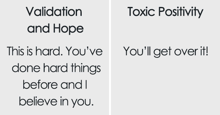 Therapist Shares Helpful Chart Explaining The Difference Between Support And 'Toxic Positivity'