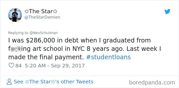 these depressing posts shows how bad the student debt system is affecting people's lives