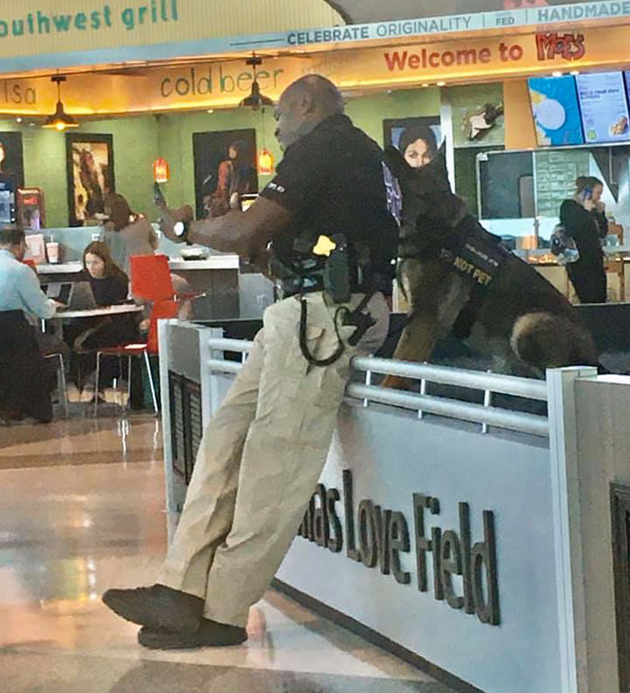 woman shares photos of a cop taking selfies with his service dog— he replies with pics