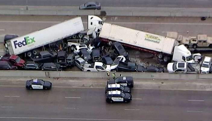 at least six dead, dozens injured in 130-car pileup on icy highway in texas