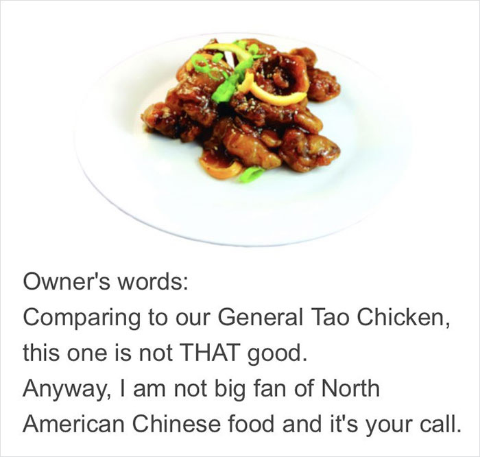 chinese restaurant owner adds funny, brutally honest descriptions on the menu, and people are here for it
