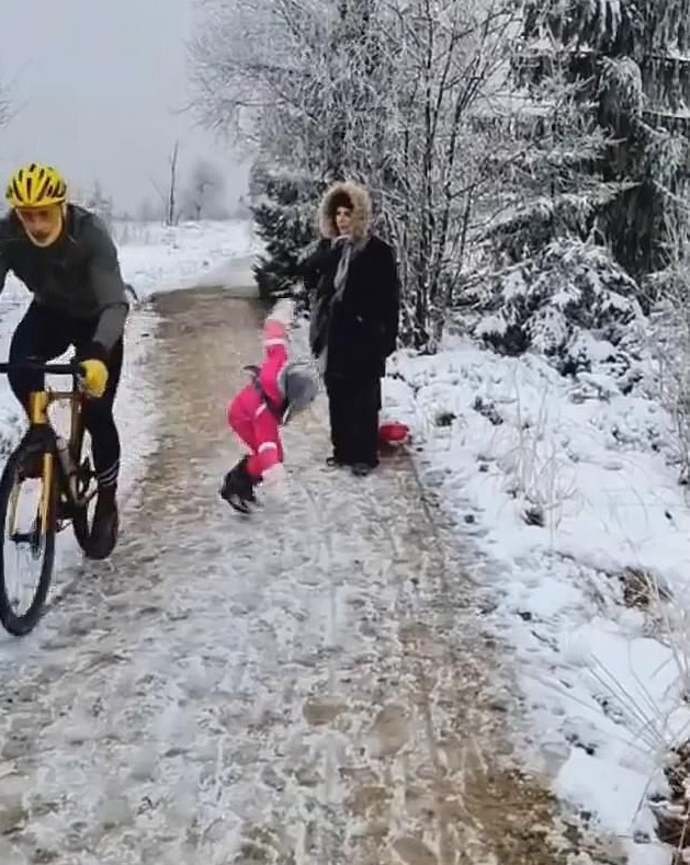 cyclist sparks outrage after knocking over a little girl blocking his way (video)
