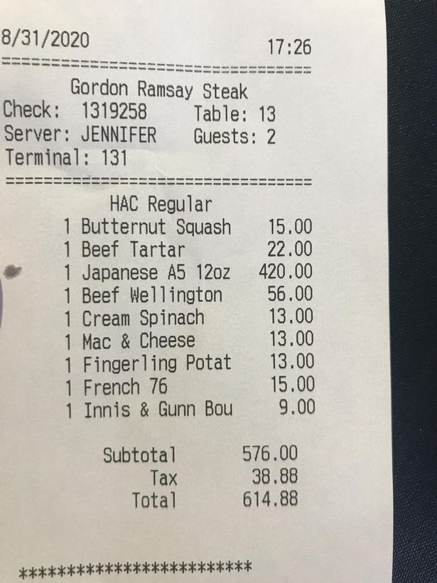 man left with eye-watering bill after misreading menu at gordon ramsay steak