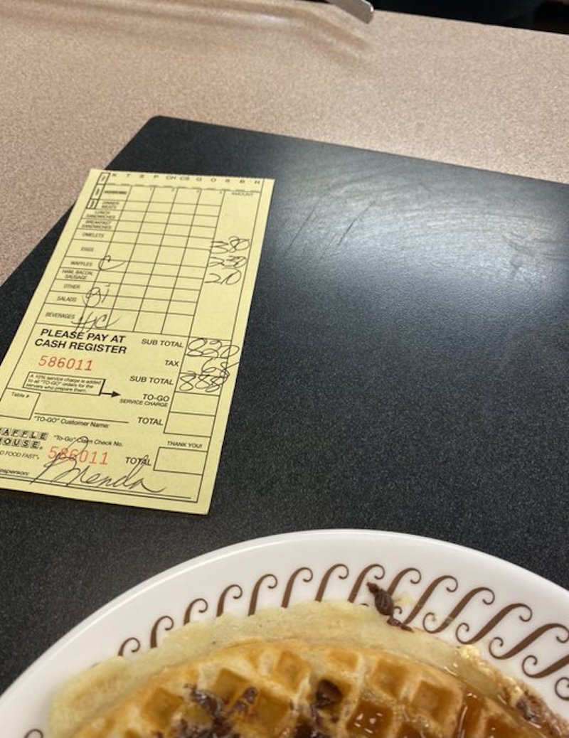 man collects waffle house receipts to prove they never charge him the same price