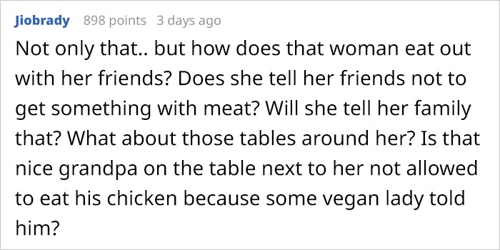 person starts a debate online after their vegan coworker asks them to eat burgers outside
