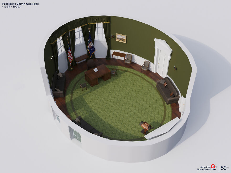 digital artists recreated the changes the oval office went through over the last 100 years