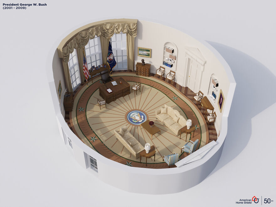 digital artists recreated the changes the oval office went through over the last 100 years