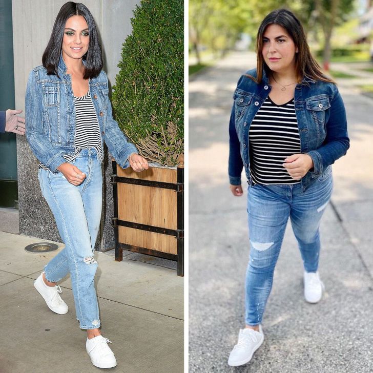 girl proves that you don't need a personal stylist to create a cool look by copying celebrities' outfits