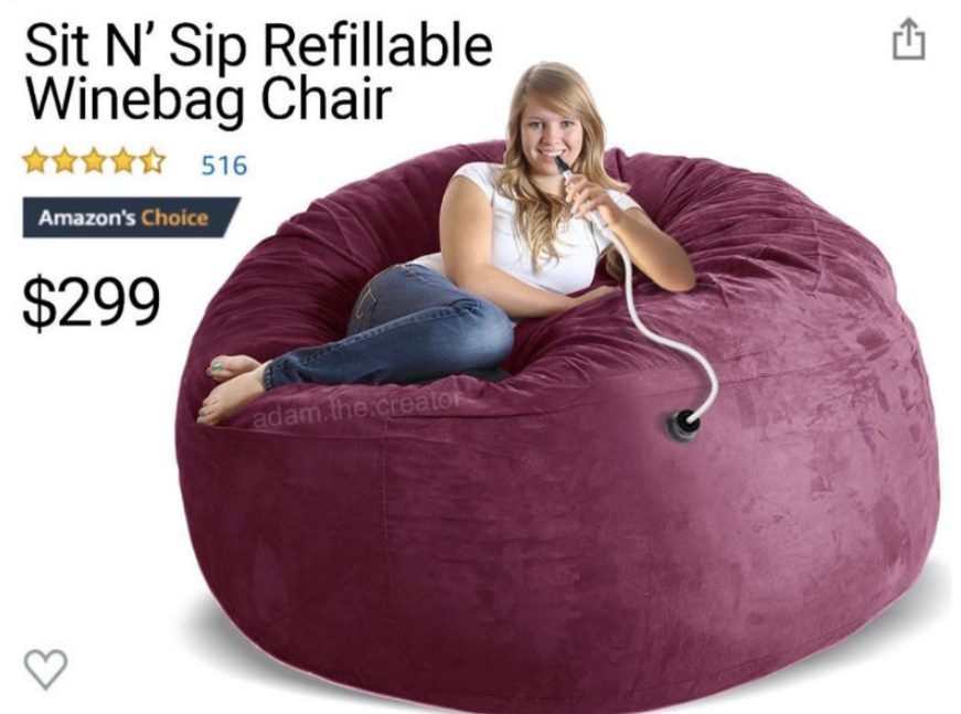 the sit n’ sip chair could hold 750 bottles of wine… if it was real