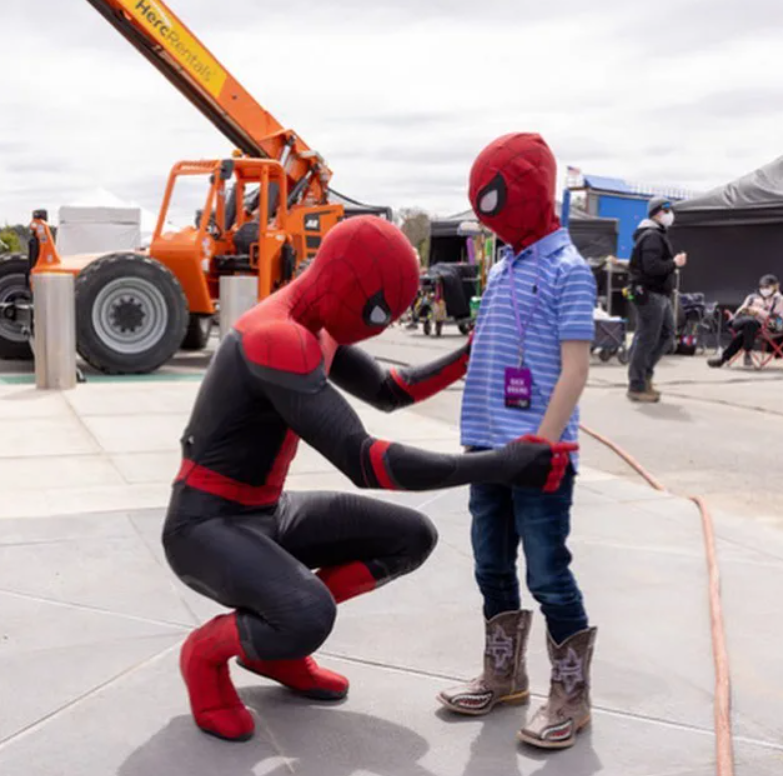 Boy Who Saved Little Sister From Dog Attack Spends Day With Tom Holland On Spider-man Set