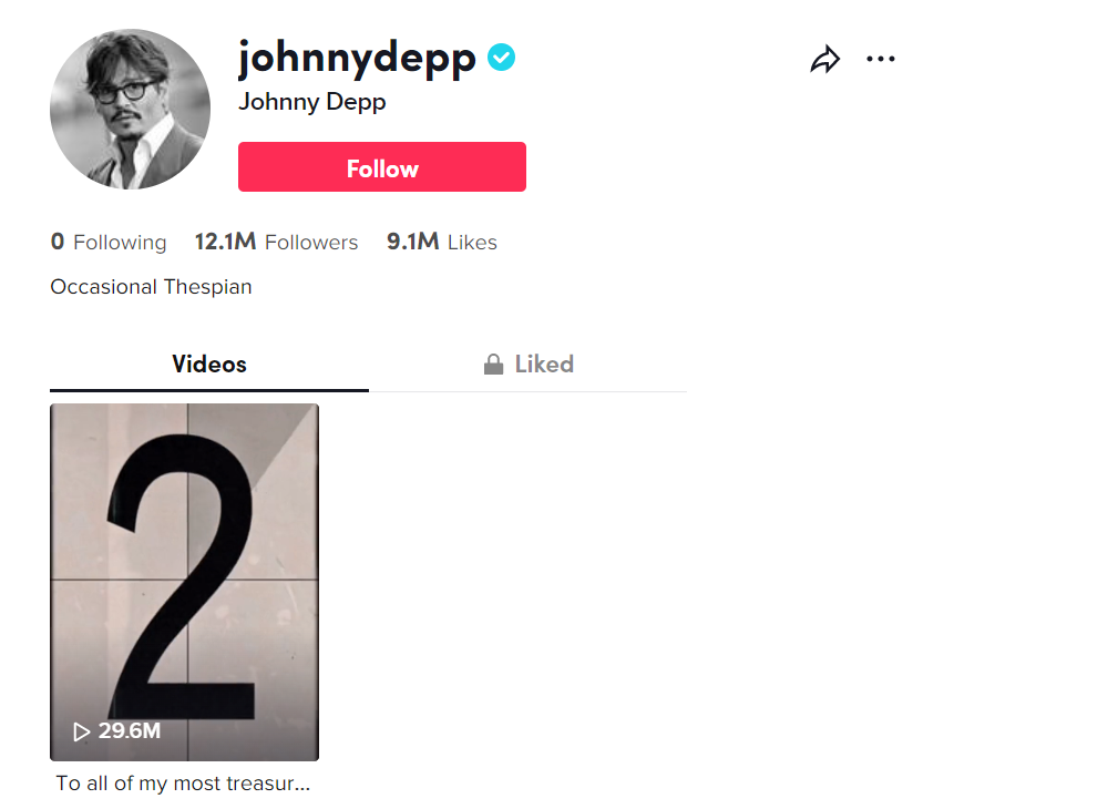 Johnny Depp Joins Tiktok To Thank 5.1 Million Fans For Their Support