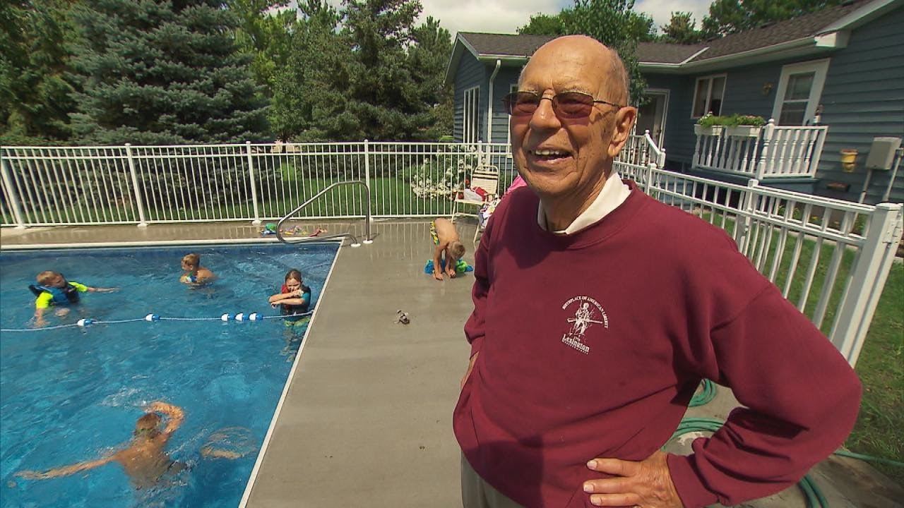 98-year-old Senior Put In Pool For Neighborhood Kids After Wife Passes Away