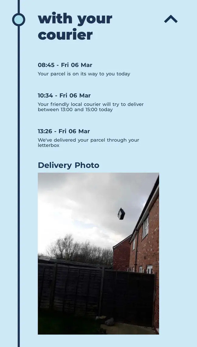 Delivery Driver Takes Photo Of Parcel Mid-air As 'proof Of Delivery'