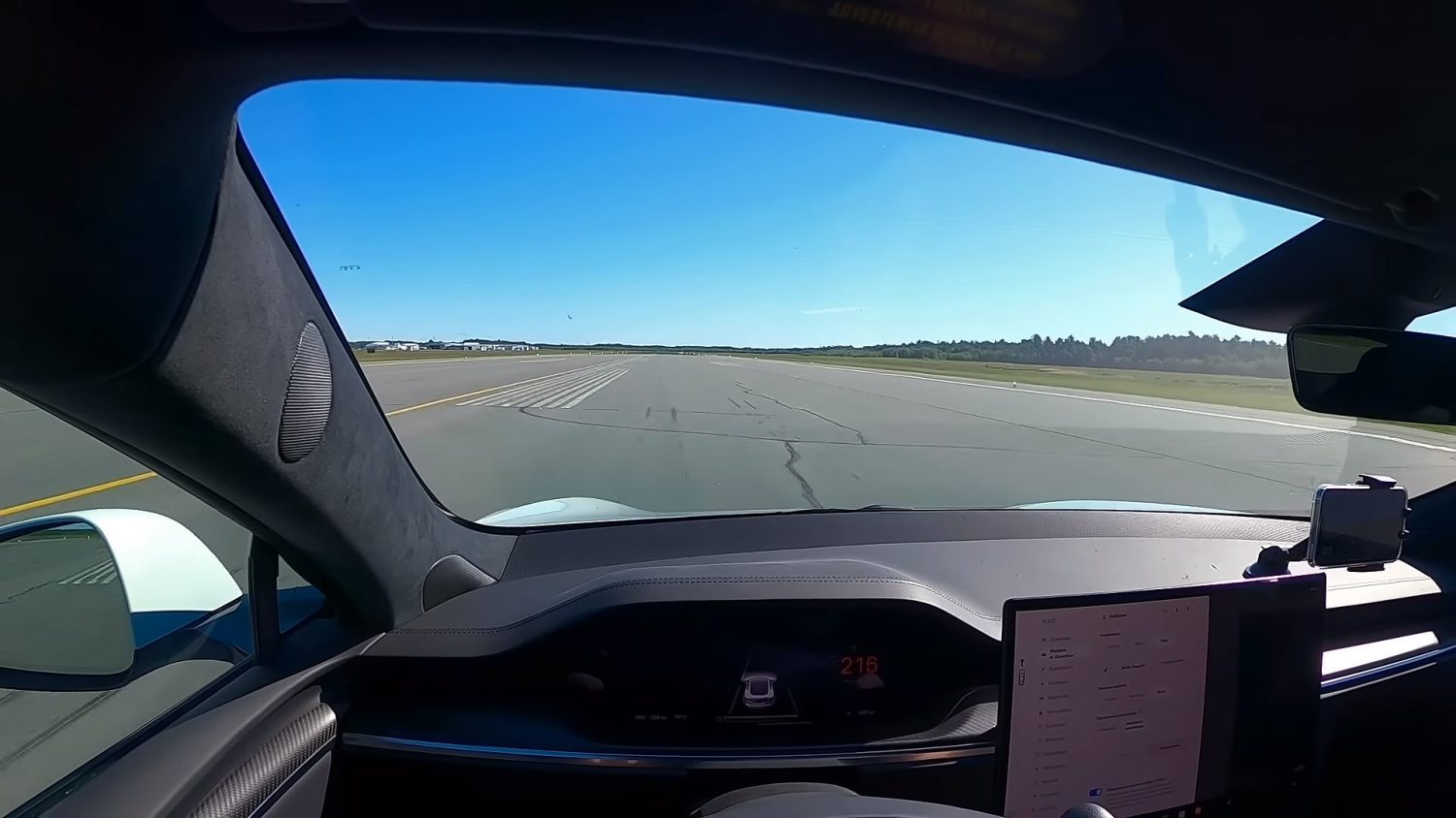 Man Hacks Tesla Model S Plaid And Goes 216 Mph At An Airport