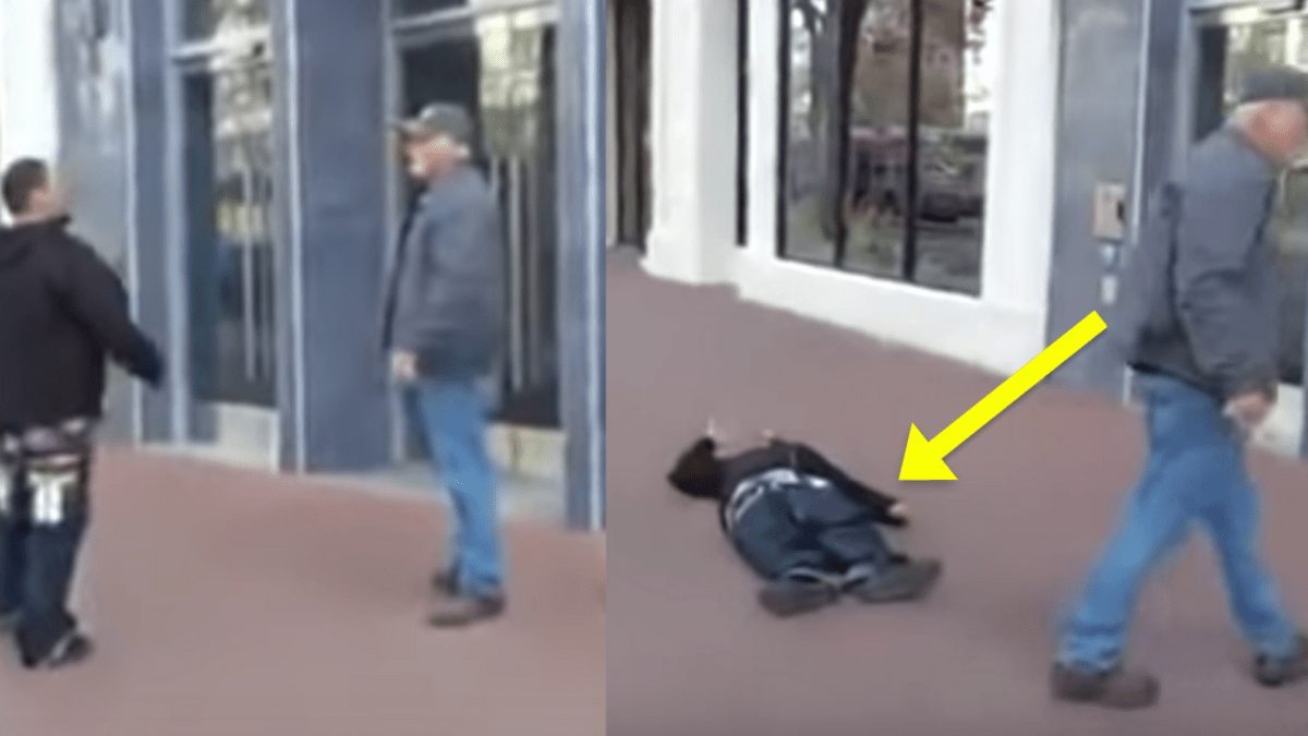 Video: Saggy-Pants Thug Attacks Elderly Gentleman, Gets Knocked Out Cold
