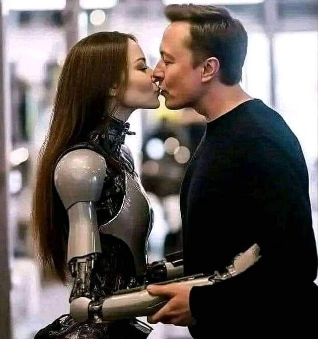 Peculiar Image Of Elon Musk Kissing Robot Leaves Internet Bewildered