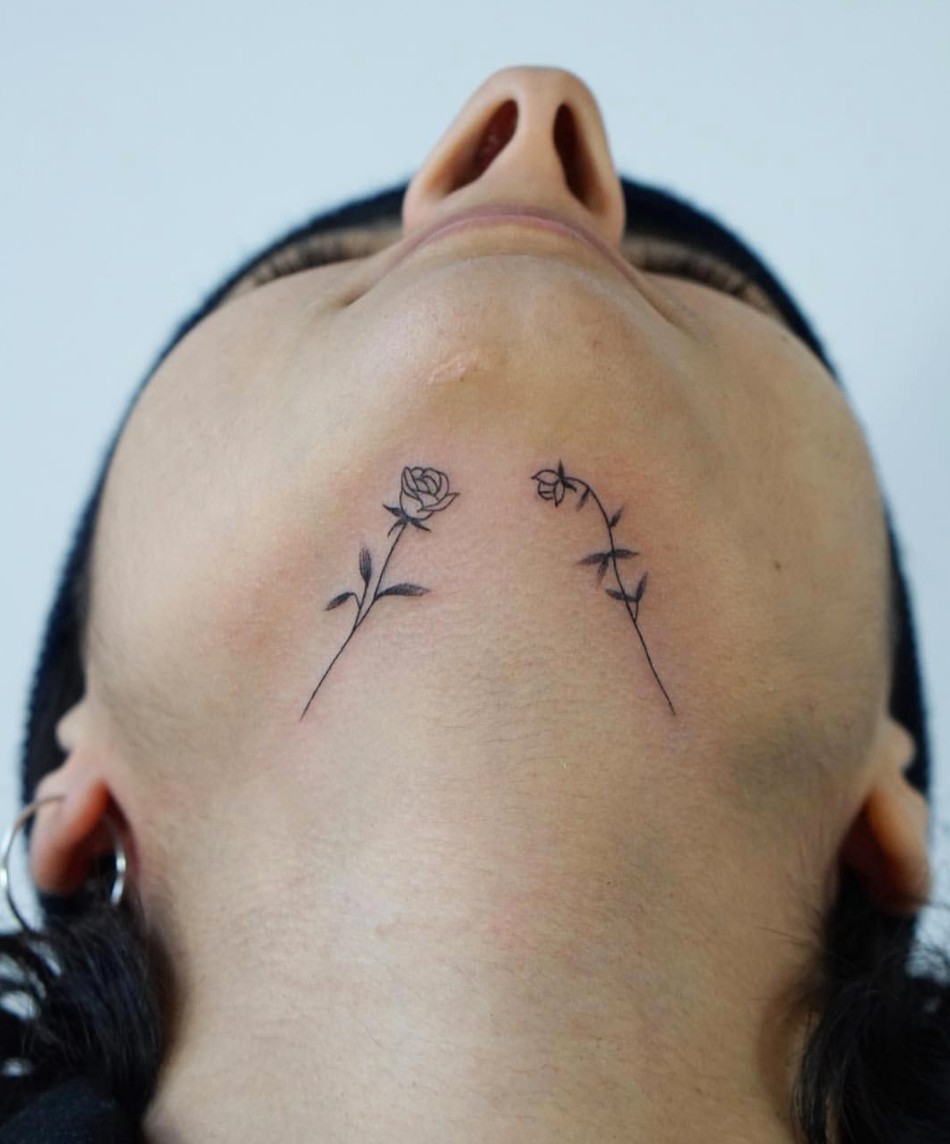 Subtle, Yet Stunning Under-Chin Tattoos